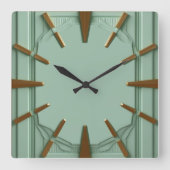 Art Deco Mint Elegant Vierkante Klok (Voorkant)