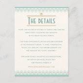 Art Deco  Mint en Gold Wedding Details Informatiekaartje (Voorkant)