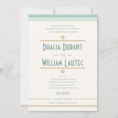 Art Deco Mint en Gold Wedding Kaart (Voorkant)