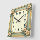 Art Deco Mint Flower Vierkante Klok (Hoek)