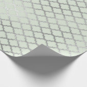 Art Deco Mint Green Silver Quatrefoil Vip Cadeaupapier (Hoek)