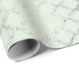 Art Deco Mint Green Silver Quatrefoil Vip Cadeaupapier