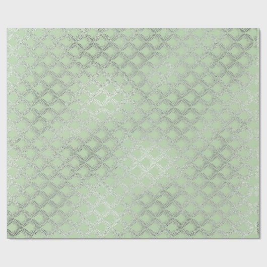 Art Deco Mint Green Silver Scales Vip Cadeaupapier (Vlak)
