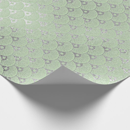 Art Deco Mint Green Silver Shells Vip Cadeaupapier (Hoek)