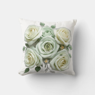 Art Deco Mint Groene Bloemen Rozen Kussen