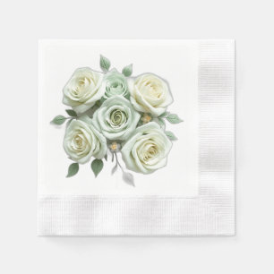 Art Deco Mint Groene Bloemen Rozen Servet