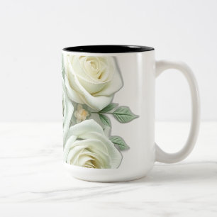 Art Deco Mint Groene Bloemen Rozen Tweekleurige Koffiemok