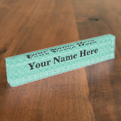  Art Deco Mint Groene Geometrische Mozaïek Naam Naambordje (Zijkant)