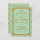 Art Deco Mint repetitie diner uitnodigingen (Voorkant / Achterkant)