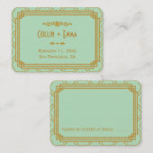Art Deco Mint trouwplaats kaarten Plaatskaartje (Voorkant / Achterkant)