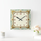 Art Deco Mint Vierkante Klok (Huis)