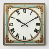 Art Deco Mint Vierkante Klok (Voorkant)