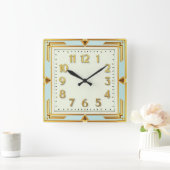 Art Deco Mint Vierkante Klok (Huis)