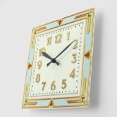 Art Deco Mint Vierkante Klok (Hoek)