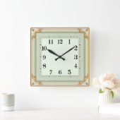 Art Deco Mint Vierkante Klok (Huis)