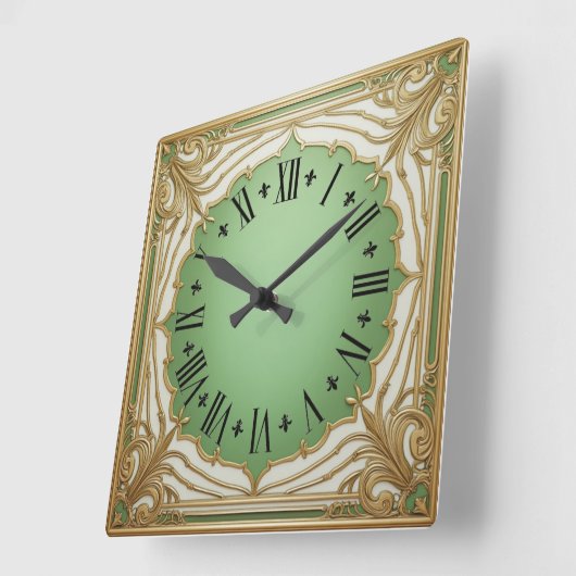 Art Deco Mint Vierkante Klok (Hoek)