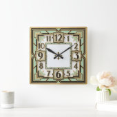 Art Deco Mint Vierkante Klok (Huis)