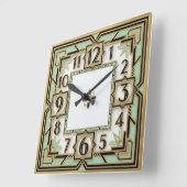 Art Deco Mint Vierkante Klok (Hoek)