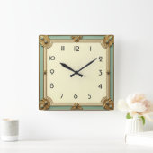 Art Deco Mint Vierkante Klok (Huis)