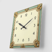 Art Deco Mint Vierkante Klok (Hoek)