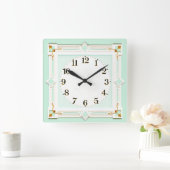 Art Deco Mint Vierkante Klok (Huis)