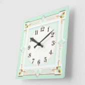 Art Deco Mint Vierkante Klok (Hoek)