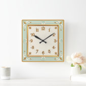 Art Deco Mint Vierkante Klok (Huis)