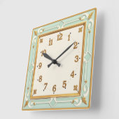 Art Deco Mint Vierkante Klok (Hoek)
