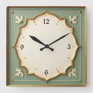 Art Deco Mint Vierkante Klok