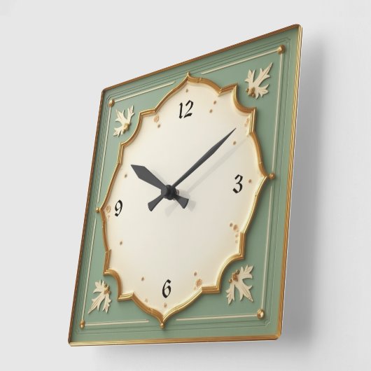 Art Deco Mint Vierkante Klok (Hoek)