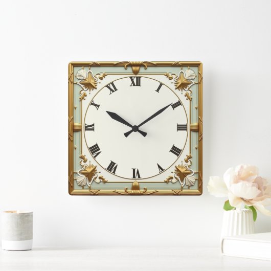 Art Deco Mint Vierkante Klok (Huis)