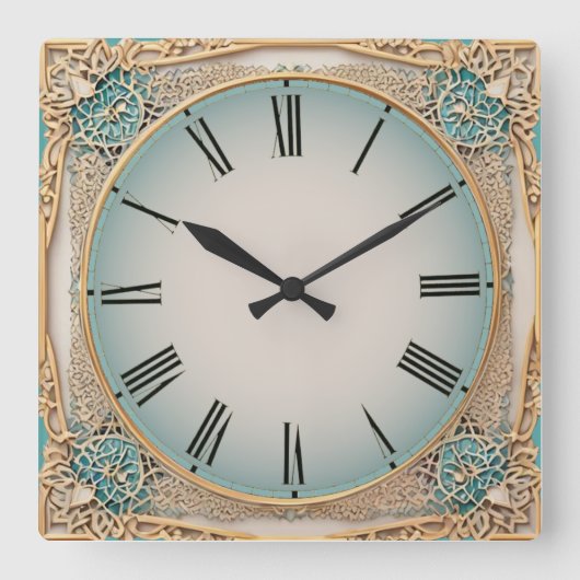 Art Deco Mint Vierkante Klok (Voorkant)