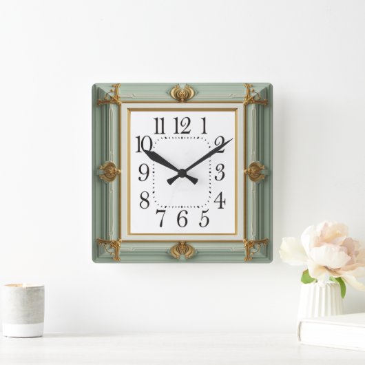 Art Deco Mint Vierkante Klok (Huis)