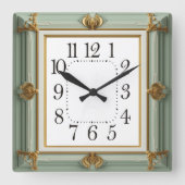 Art Deco Mint Vierkante Klok (Voorkant)