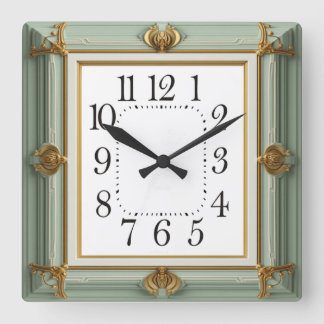 Art Deco Mint Vierkante Klok
