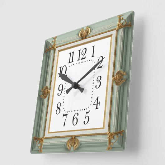 Art Deco Mint Vierkante Klok (Hoek)