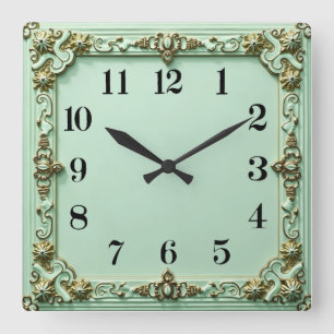Art Deco Mint Vierkante Klok