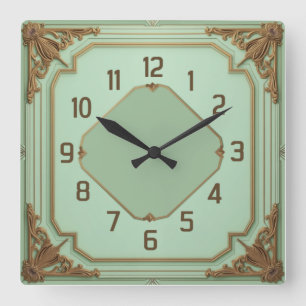 Art Deco Mint Vierkante Klok
