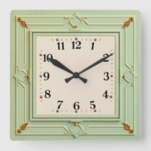 Art Deco Mint Vierkante Klok