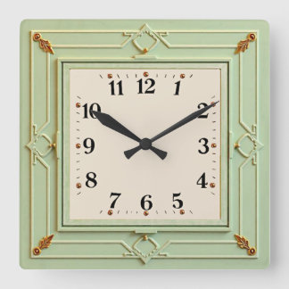 Art Deco Mint Vierkante Klok