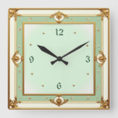 Art Deco Mint Vierkante Klok (Voorkant)