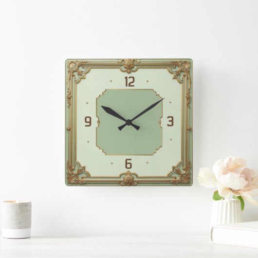 Art Deco Mint Vierkante Klok (Huis)