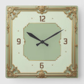 Art Deco Mint Vierkante Klok (Voorkant)