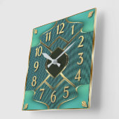 Art Deco Mint Vierkante Klok (Hoek)