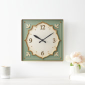 Art Deco Mint Vierkante Klok (Huis)