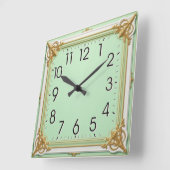 Art Deco Mint Vierkante Klok (Hoek)