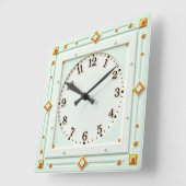 Art Deco Mint Vierkante Klok (Hoek)