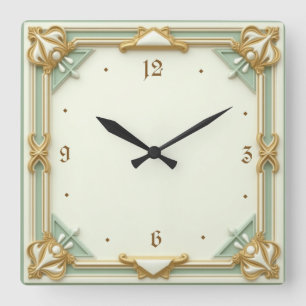 Art Deco Mint Vierkante Klok