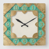 Art Deco Mint Vierkante Klok (Voorkant)