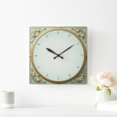 Art Deco Mint Vierkante Klok (Huis)